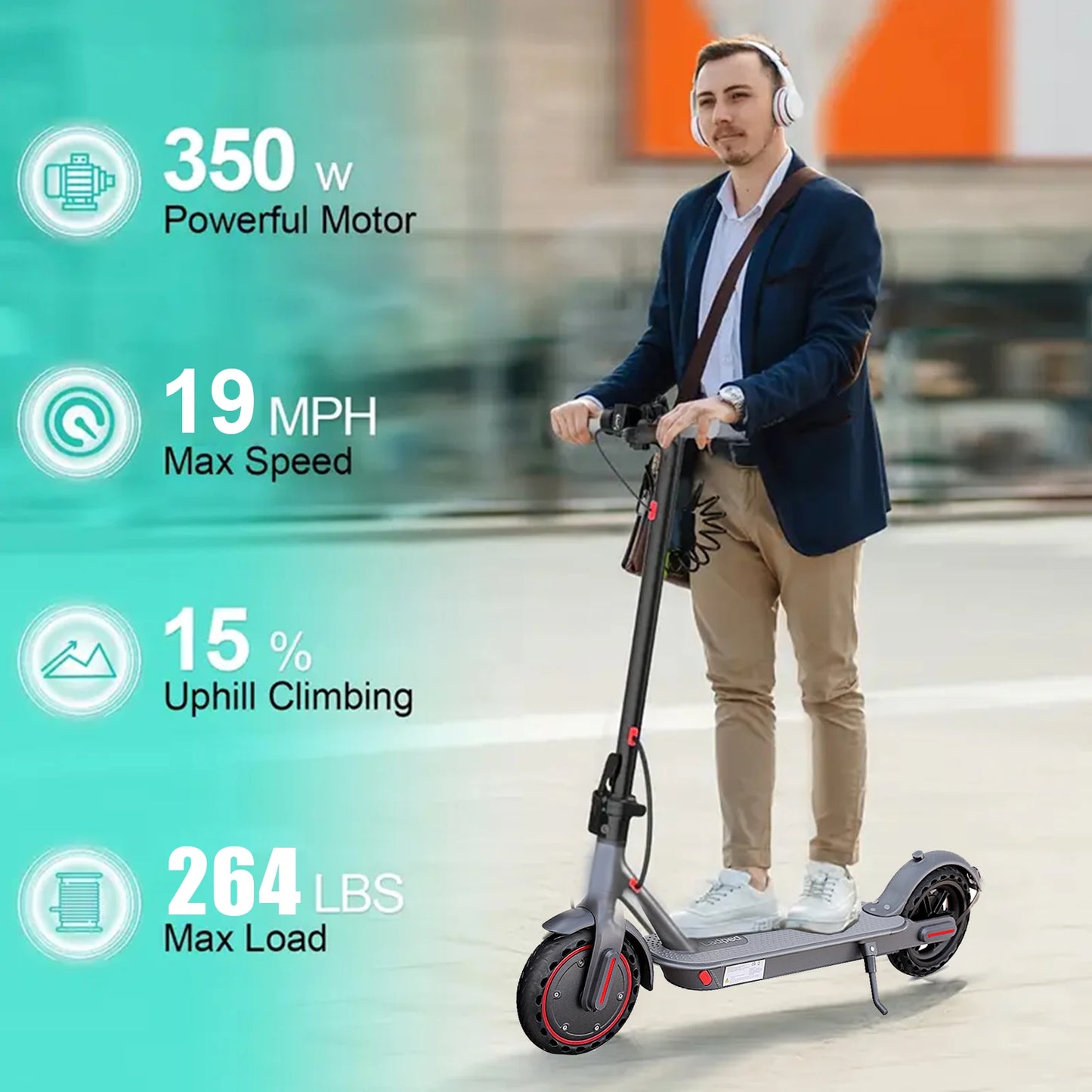 Ladped LP80 36V 350W Electric Scooter - 25km/h Speed, 30km Range, Foldable, Anti-Skid Tires, 120kg Load