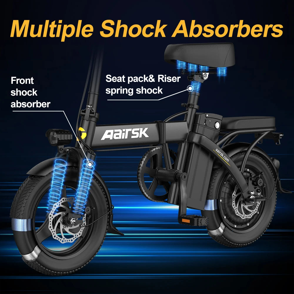 Aairsk Hot Sale Stylish Foldable Electric Scooter Electrique Motorized Bicycle Electric Bicycle with Removable Battery