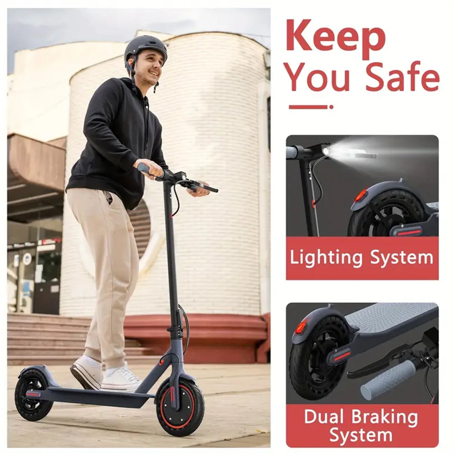 Ladped LP80 36V 350W Electric Scooter - 25km/h Speed, 30km Range, Foldable, Anti-Skid Tires, 120kg Load