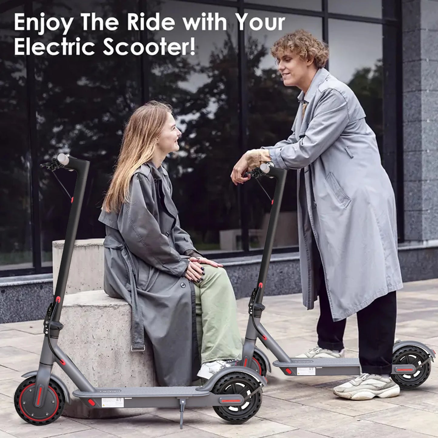 Ladped LP80 36V 350W Electric Scooter - 25km/h Speed, 30km Range, Foldable, Anti-Skid Tires, 120kg Load